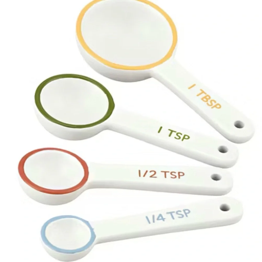 New Ceramic Measuring Spoon Set - 4 Piece Blue Green Yellow